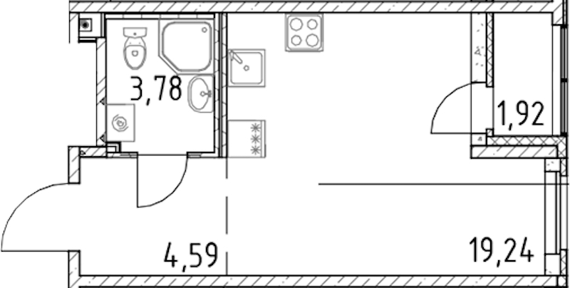 Квартира студия 27.61 м², 7/17 эт., ЖК «Город Первых»